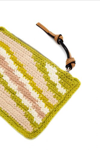 Pochette rafia jaune vert LANCEL | Marine