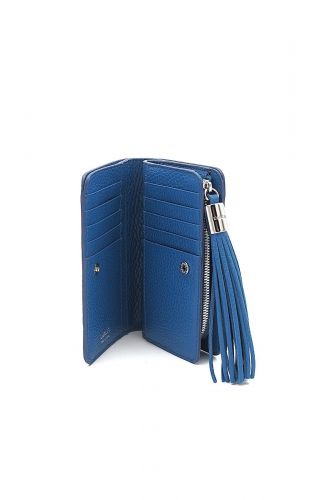 Portefeuille rectangle en cuir bleu cobalt LANCEL | Marine