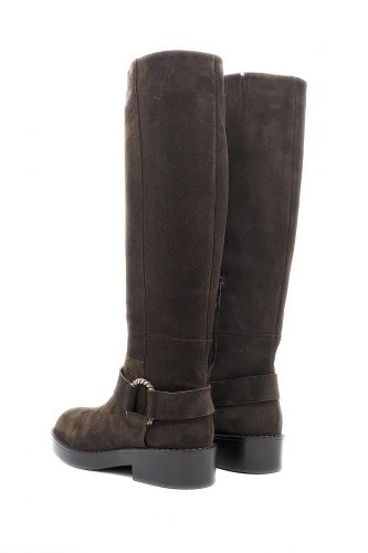Botte haute en daim marron avec boucle 
