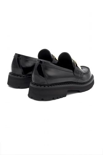 Laura Bellariva mocassin Noir femmes (loafers semelle crantée barette or - 9630 moc spazzo noir) - Marine | Much more than shoes