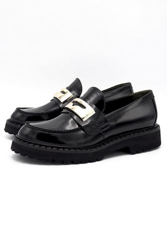 Laura Bellariva mocassin Noir femmes (loafers semelle crantée barette or - 9630 moc spazzo noir) - Marine | Much more than shoes