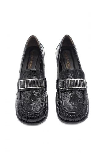 Mocassins en cuir vernis noir LAURA BELLARIVA | Marine