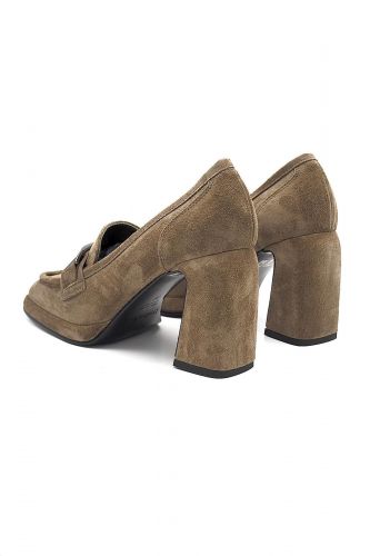 Laura Bellariva mocassin Taupe femmes (mocassin talon haut large barette nickel - 9731 Moc taupe talon haut) - Marine | Much more than shoes