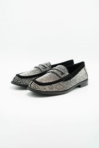 Lola Cruz mocassin Noir femmes (loafer mini strass - 004 noir strass) - Marine | Much more than shoes