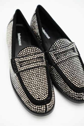 Lola Cruz mocassin Noir femmes (loafer mini strass - 004 noir strass) - Marine | Much more than shoes
