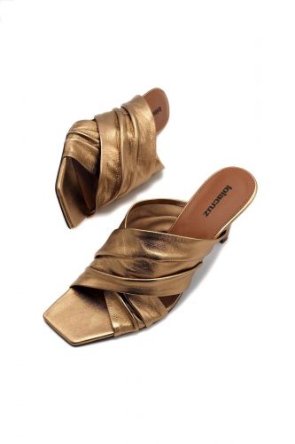 Mules à talons dorées LOLA CRUZ | Marine