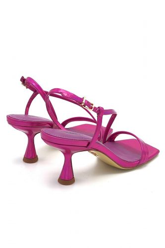Sandale en cuir rose métalisé & talon LOLA CRUZ | Marine
