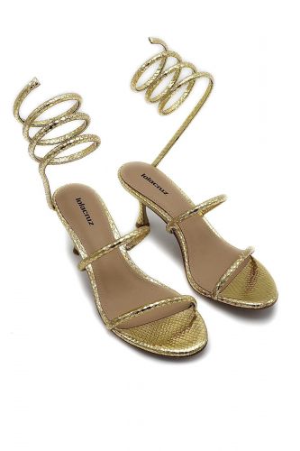 Sandales en cuir métalisé doré LOLA CRUZ | Marine