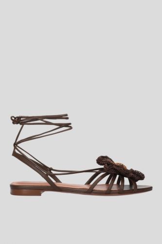 Lola Cruz Sandale Brun femmes (Sandales plate fleur marron - 036 Sandales plate lacet chevi) - Marine | Much more than shoes