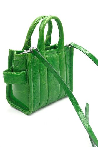 Mini Tote Bag en cuir vernis vert MARC JACOBS