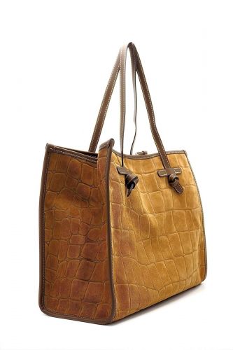 Sac shopper en cuir cognac GIANNI CHIARINI | Marine