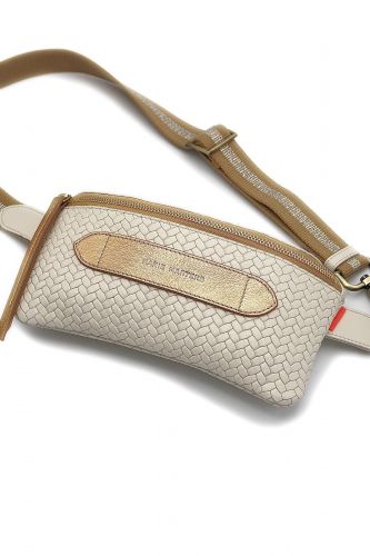 Sac banane en cuir tressé beige MARIE MERTENS | Marine