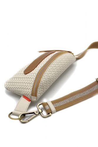 Sac banane en cuir tressé beige MARIE MERTENS | Marine