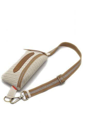 Sac banane en cuir tressé beige MARIE MERTENS | Marine