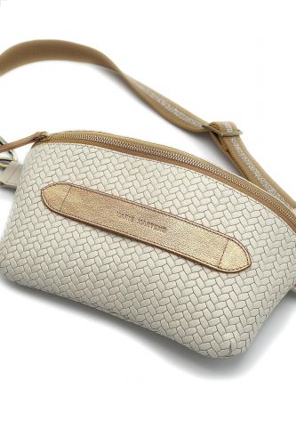 Grande banane en cuir tressé beige MARIE MERTENS | Marine