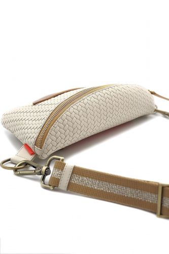 Grande banane en cuir tressé beige MARIE MERTENS | Marine