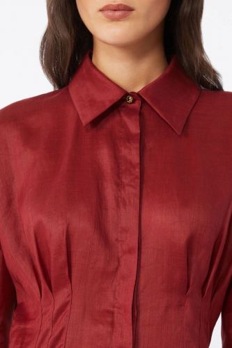 Chemise corset en ramie rouge brique MAXMARA | Marine