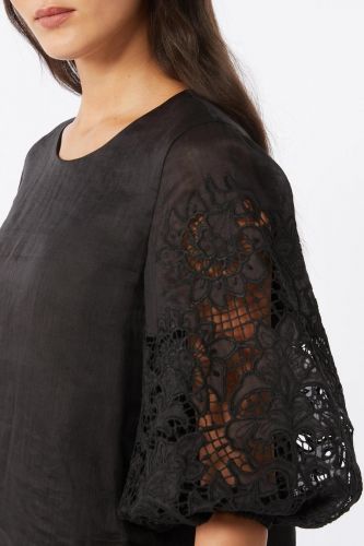 MaxMara Studio chemise Noir femmes (chemisier dentelle noir broderies Sangal - ORDINE noir lin) - Marine | Much more than shoes
