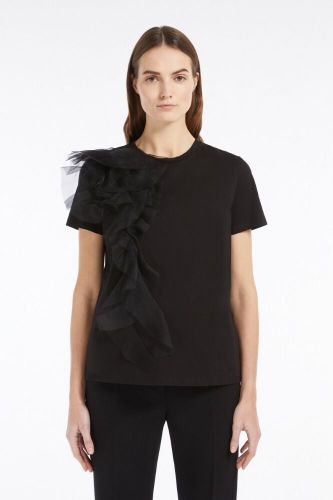 T-shirt noir avec fleurs MAXMARA STUDIO | Marine