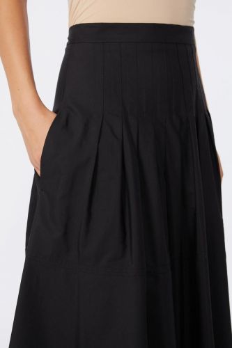 MaxMara Studio jupe Noir femmes (Jupe noir bohème popeline de coton - OPERA jupe noir taille marquée) - Marine | Much more than shoes