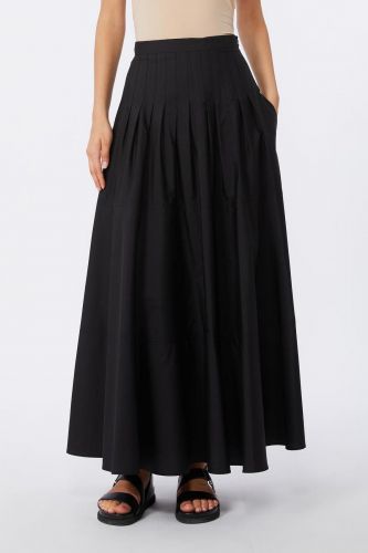 MaxMara Studio jupe Noir femmes (Jupe noir bohème popeline de coton - OPERA jupe noir taille marquée) - Marine | Much more than shoes