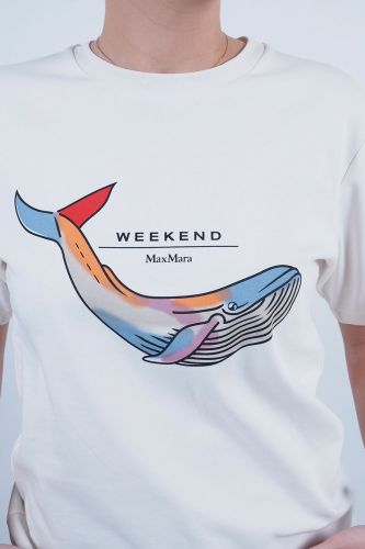 T-shirt blanc avec baleine colorée MAXMARA | Marine