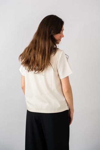 Blouse bi-matière beige MAXMARA | Marine