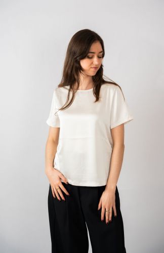 Blouse bi-matière beige MAXMARA | Marine