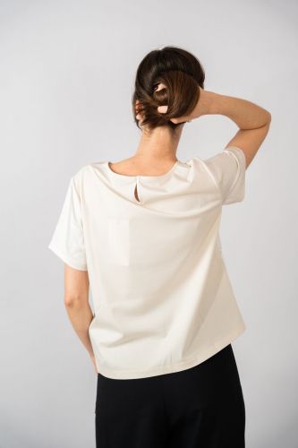 Blouse bi-matière beige MAXMARA | Marine