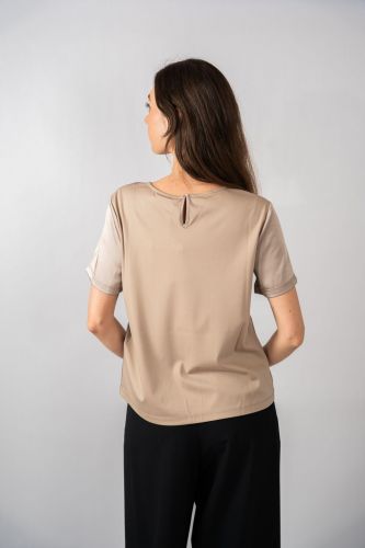 Blouse bi-matière champagne MAXMARA | Marine