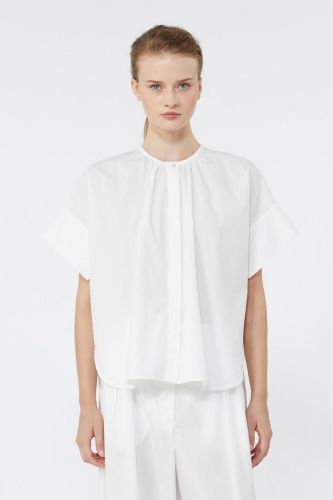 MaxMara-Weekend chemise Blanc femmes (Blouse col V popeline manches courtes - EDUCATA blanc) - Marine | Much more than shoes
