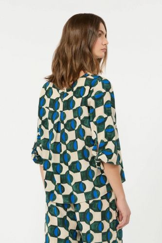 Blouse graphique en soie MAXMARA | Marine