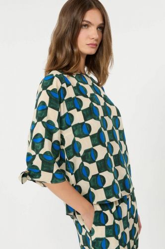 Blouse graphique en soie MAXMARA | Marine