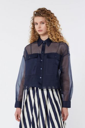 MaxMara-Weekend blouse Bleu femmes (Blouse transparente avec top - COLOMBA marine) - Marine | Much more than shoes