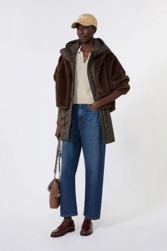 Bomber en fausse fourrure chocolat MAXMARA | Marine