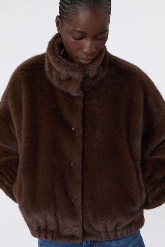 Bomber en fausse fourrure chocolat MAXMARA | Marine