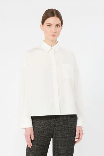 Chemise blanche en popeline de coton coupe boxy MAXMARA | Marine