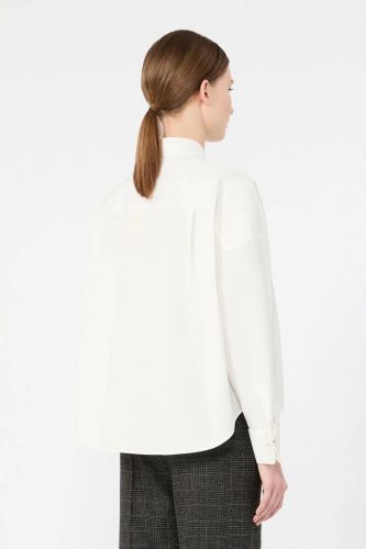 Chemise blanche en popeline de coton coupe boxy MAXMARA | Marine