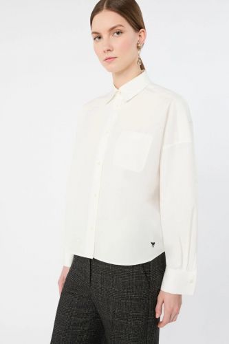 Chemise blanche en popeline de coton coupe boxy MAXMARA | Marine