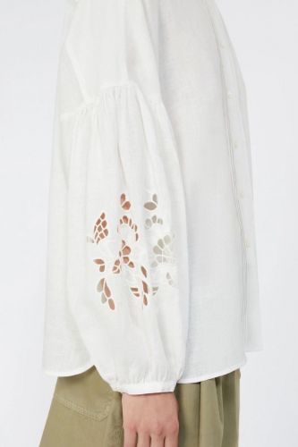 Chemise en lin blanche avec détails fleuri MAXMARA | Marine