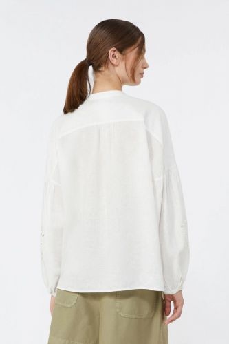 Chemise en lin blanche avec détails fleuri MAXMARA | Marine