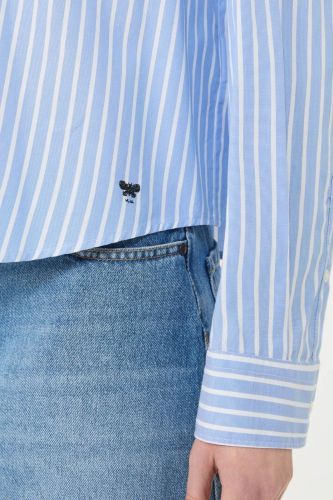 Chemise oxford courte lignée bleu et blanc MAXAMARA | Marine