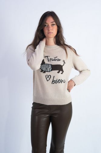 MaxMara-Weekend pull Beige femmes (Col rond teckel - NITRA) - Marine | Much more than shoes