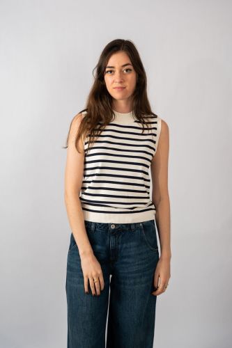 MaxMara-Weekend débardeur bleu/beige