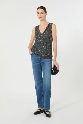 Débardeur gris à strass MAXMARA | Marine