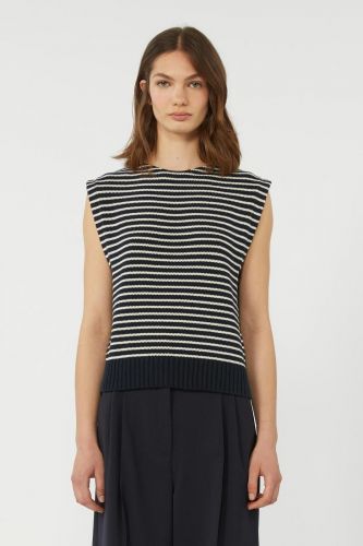 MaxMara-Weekend débardeur bleu/beige femmes (debardeur tricot ligné navy/blanc - LANDA) - Marine | Much more than shoes