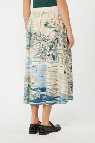 Jupe longue évasée à motif MAXMARA | Marine