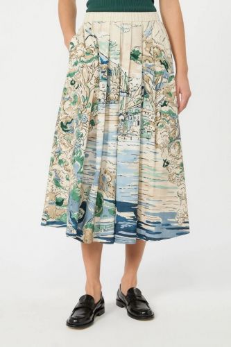Jupe longue évasée à motif MAXMARA | Marine