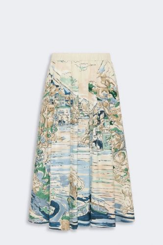 Jupe longue évasée à motif MAXMARA | Marine