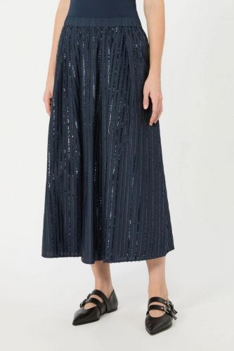 Jupe en coton à sequins bleus MAXMARA | Marine